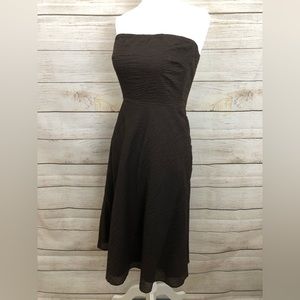 J Crew, Brown Crepe Fit & Flare Strapless Dress, Women's 0
